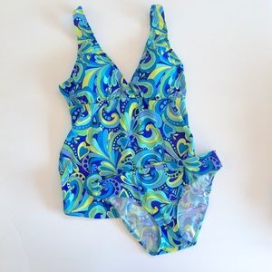 Maternity 2 piece Swimsuit in Blue Waves print in Small NWT Made in the USA